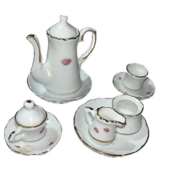 Reutter Other - Reutter Porzellan Germany Vtg Mini Tea Set - Pink Rose & Gold Trim 8 pcs